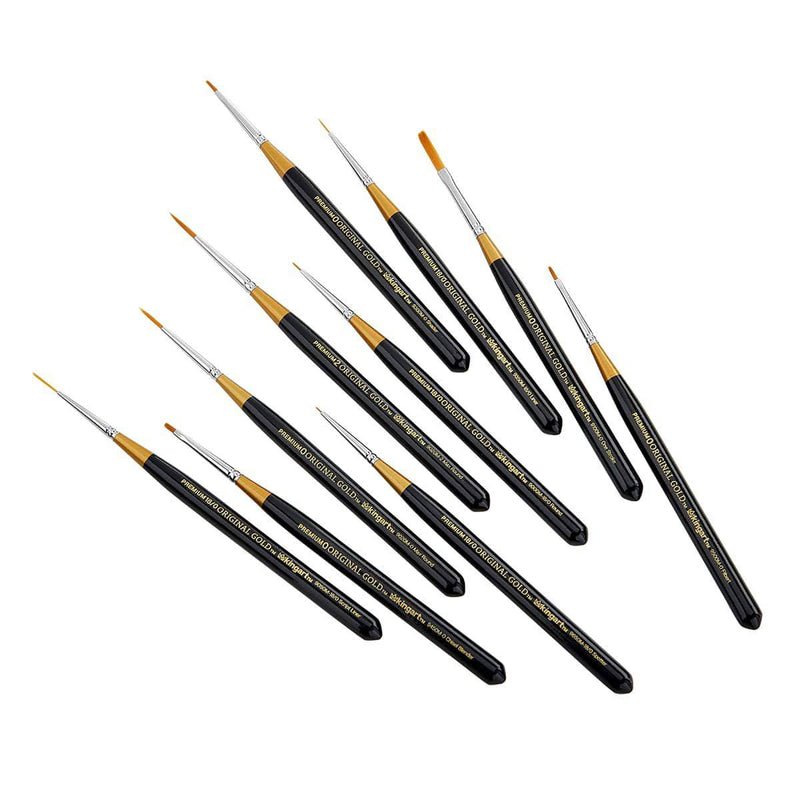 KINGART B-092 Premium 4 pz. Original Gold 9900 Series Miracle Wedge Brush Set, Sintetico Golden Taklon per Acrilico, Olio, Acquerello, Manico Corto, 4 Pennelli Taglie: 6, 8, 10, 12 KINGART B-092 Premium 4 pz. Original Gold 9900 Series Miracle Wedge Brush Set, Sintetico Golden Taklon per Acrilico, Olio, Acquerello, Manico Corto, 4 Pennelli Taglie: 6, 8, 10, 12