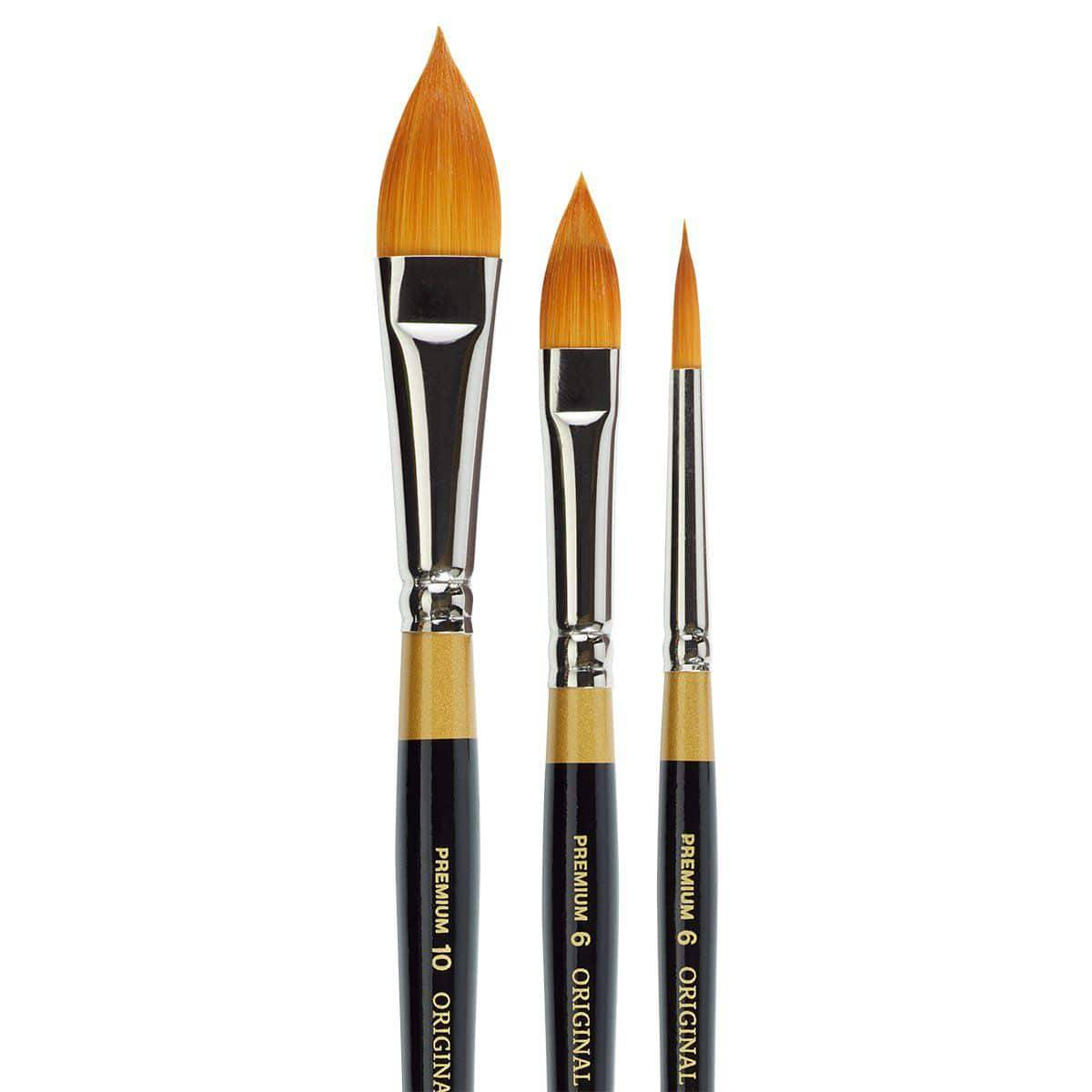KINGART® Radiant™ Series Premium Golden Synthetic Brushes for Acrylic, Oil  and Watercolor, Gift Box, Set of 12, KINGART