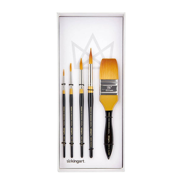 Kingart Original Gold, Series Premium Golden Taklon, Multimedia Artist  Brushes, Set of 10, All Ages 