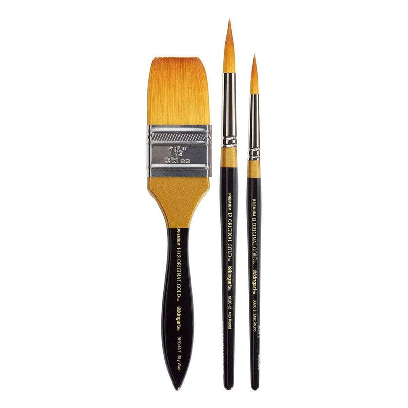 KINGART® Original Gold® Series, Golden Taklon Sky Wash & Max Rounds 3 Pc. Set - KINGART