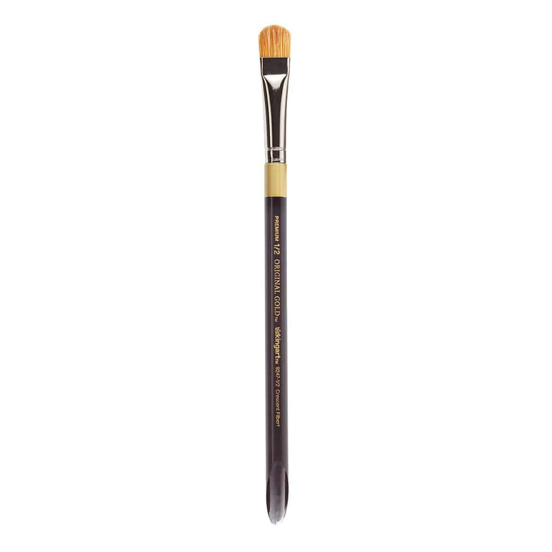 KINGART® Original Gold Specialty® 9247 Series, Crescent Filbert Blender Artist Brush, Golden Taklon & White Bristle Blend, Acrylic Handle - KINGART