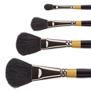 KINGART® Original Gold® 9275 Oval Mop Super Soft Dyed Black Natural Goat Hair Series Premium Multimedia Artist Brushes, Set of 4 - KINGART