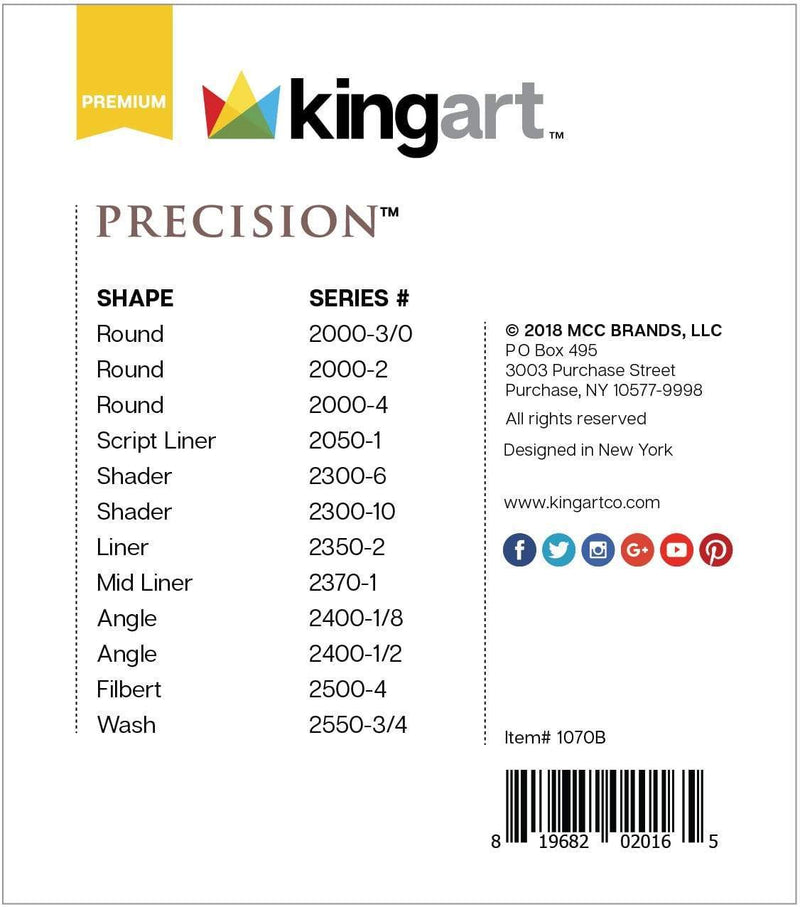 KINGART® Precision™ Series Amber Taklon Brushes, Ergonomic Comfort Handle, Gift Box, Set of 12 - KINGART