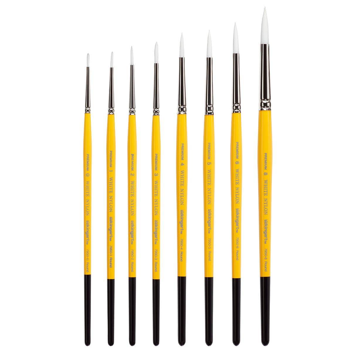 Round Watercolor Brushes - Synthetic Nylon Beginner Artist Bargain Set
