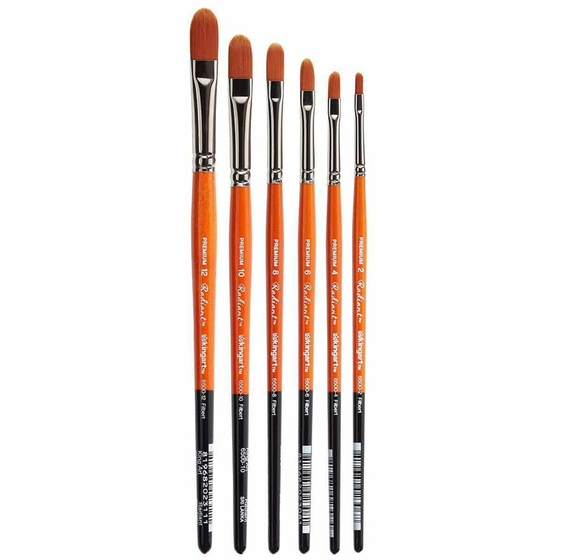 KINGART® Radiant™ Taklon Brushes, Series 6500 Filbert, Set of 6 - KINGART