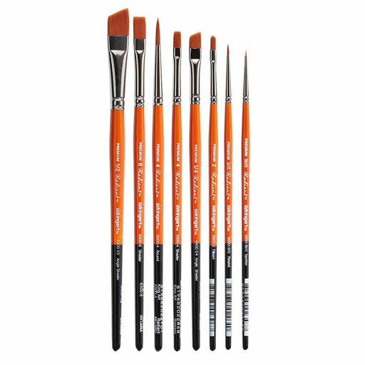 KINGART® Radiant™ Taklon Brushes, Set of 8 - KINGART