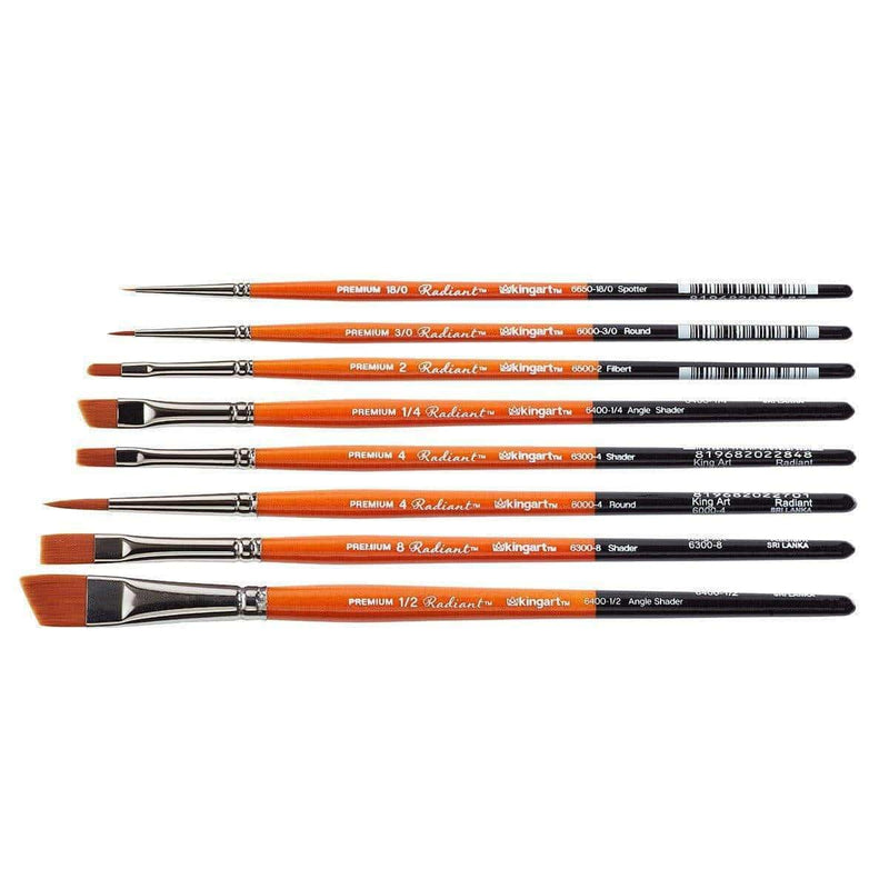 KINGART® Radiant™ Taklon Brushes, Set of 8 - KINGART