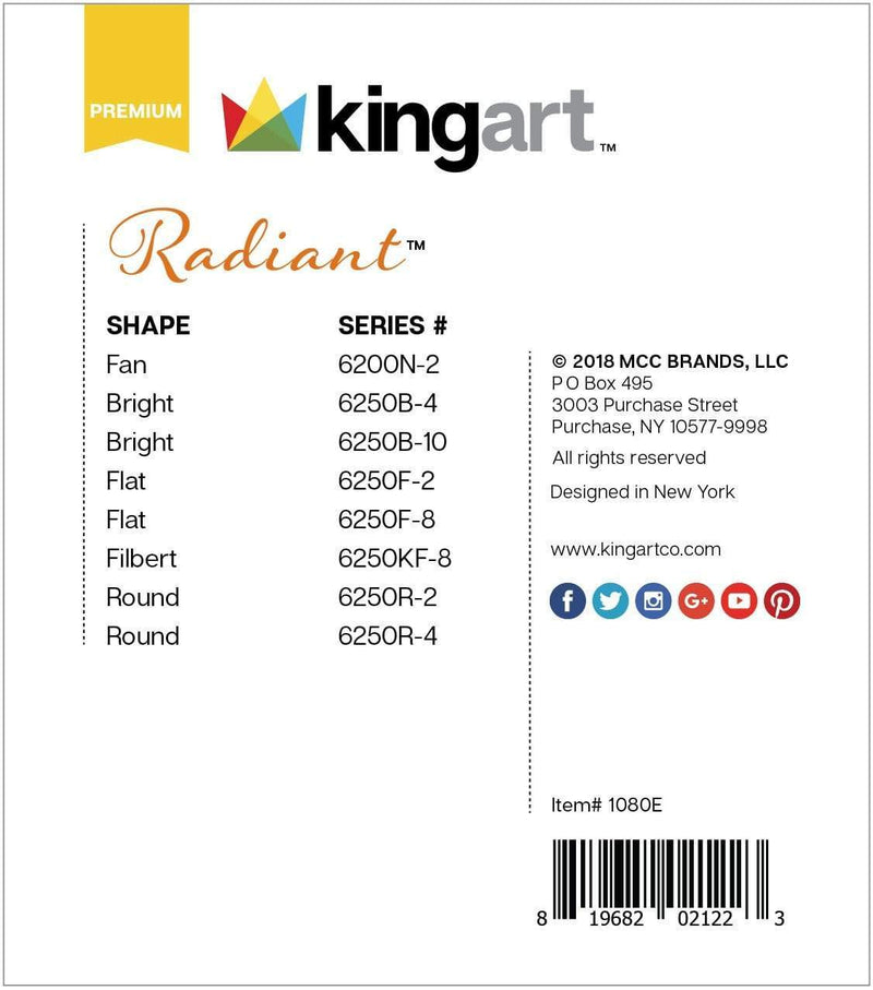 KINGART® Radiant™ Taklon Long Handle Brushes, Gift Box, Set of 8 - KINGART