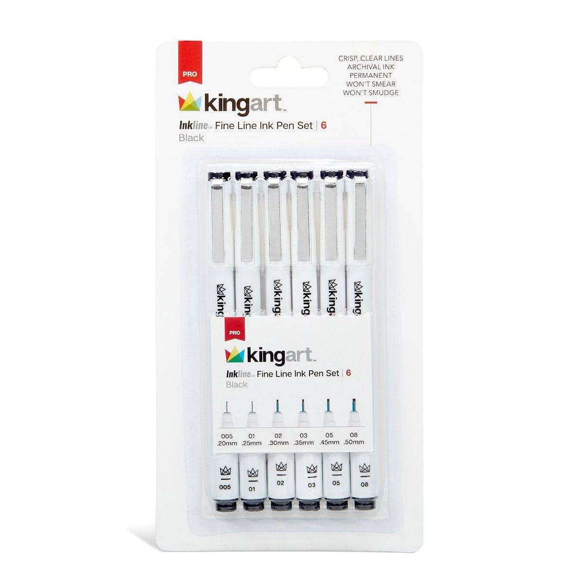KINGART 430-10 PRO Inkline Micro Line & Precision Graphic Pens, 10 Assorted  Nibs, Archival Waterproof Black Japanese Ink for Art, Illustration