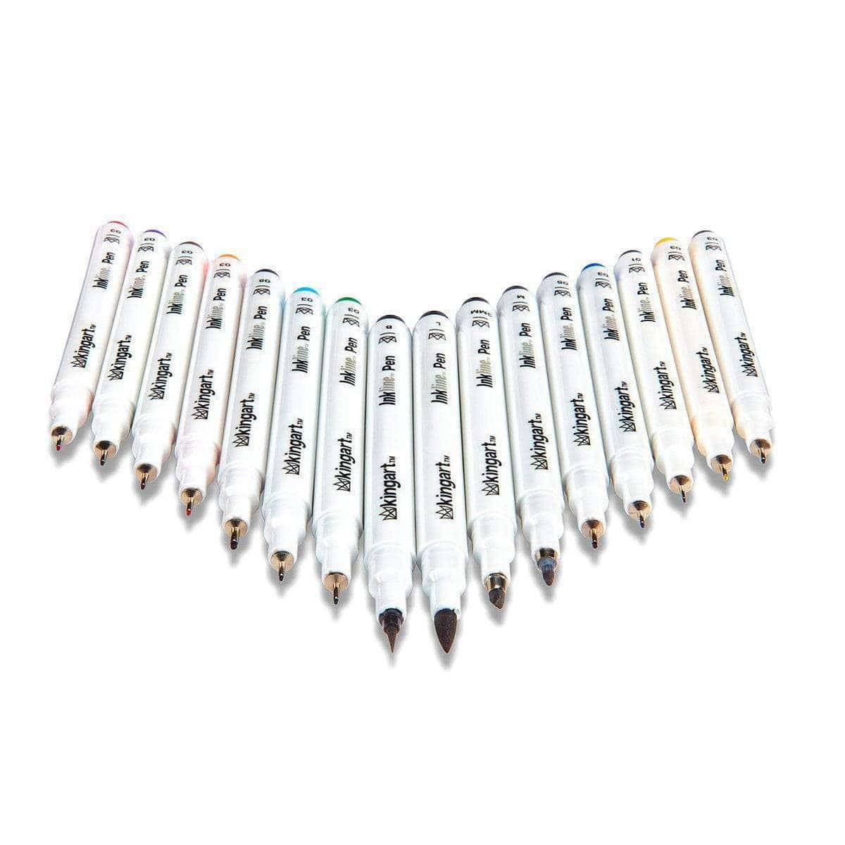 KINGART® Inkline™ Fine Line Art & Graphic Pens, Archival Japanese Ink, Set of 16 Unique Nibs