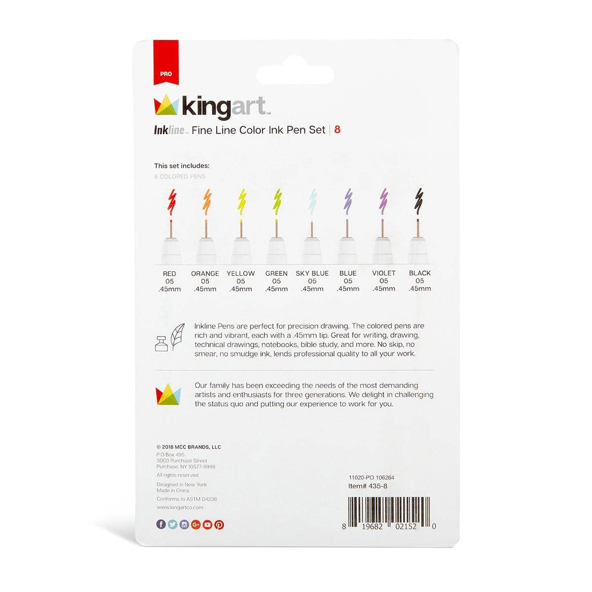 KINGART® Inkline™ Fine Line Art & Graphic Pens, Archival Japanese Ink