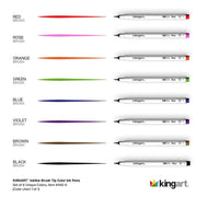 KINGART® Inkline™ Fine Line Art & Graphic Pens, Archival Japanese Ink, Set of 8 Unique Colors, Size B Brush Tips - KINGART