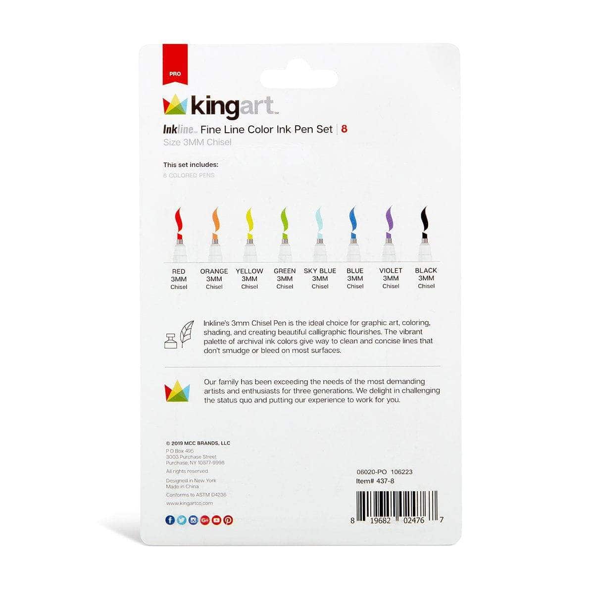 KINGART® Inkline™ Fine Line Art & Graphic Pens, Archival Japanese Ink