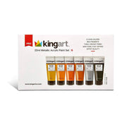KINGART® PRO Artist Acrylic Paint, 22ml (0.74oz) Set of 6 Unique Metallic Colors - KINGART