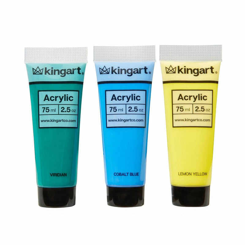 KINGART® PRO Artist Acrylic Paint, 75ml (2.54oz), Set of 12 Unique Colors - KINGART