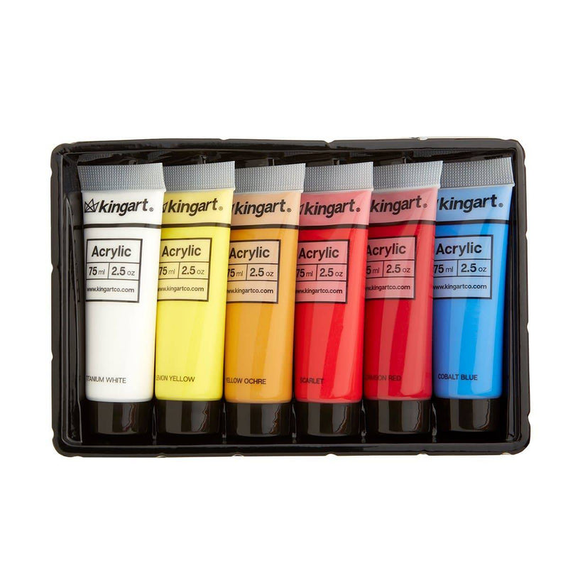 KINGART® PRO Artist Acrylic Paint, 75ml (2.54oz), Set of 12 Unique Colors - KINGART