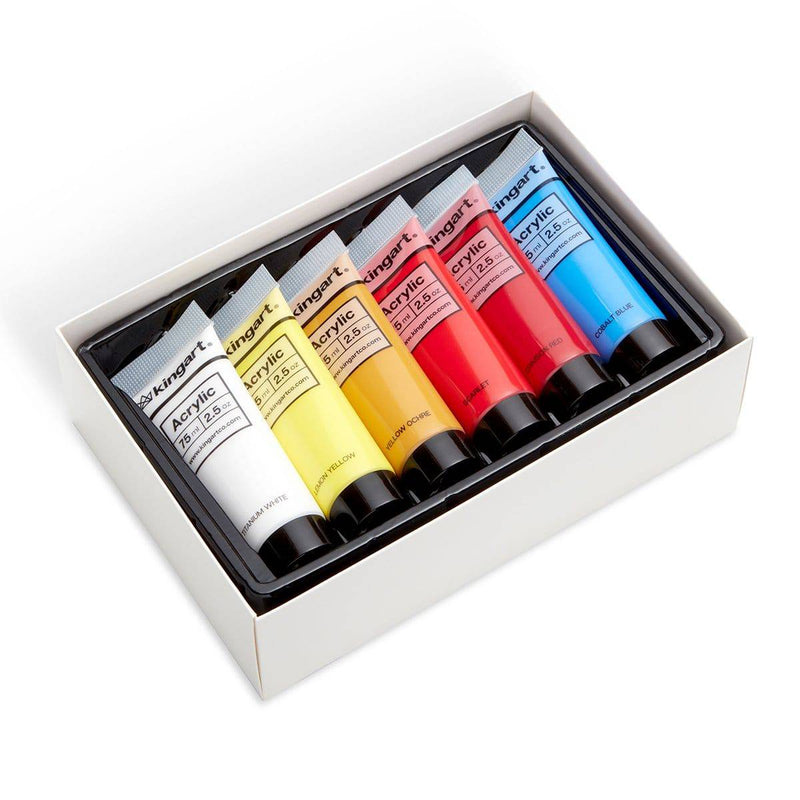 KINGART® PRO Artist Acrylic Paint, 75ml (2.54oz), Set of 12 Unique Colors - KINGART