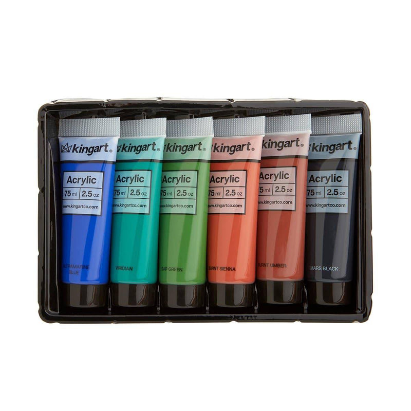 KINGART® PRO Artist Acrylic Paint, 75ml (2.54oz), Set of 12 Unique Colors - KINGART