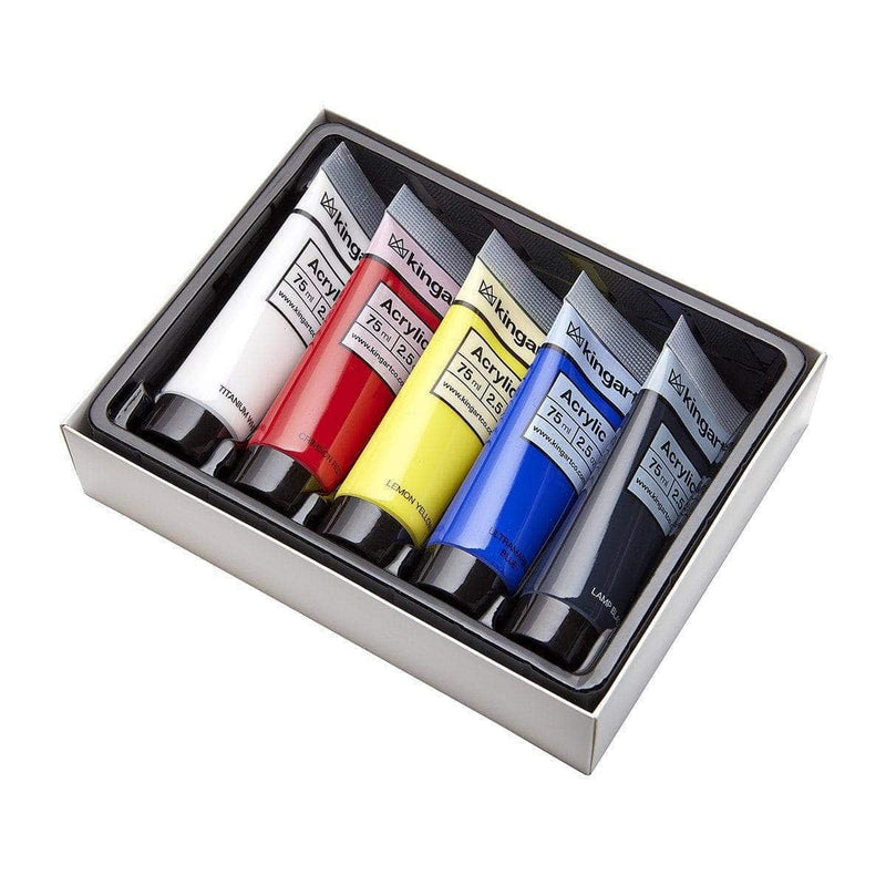 KINGART® PRO Artist Acrylic Paint, 75ml (2.54oz), Set of 5 Unique Colors - KINGART