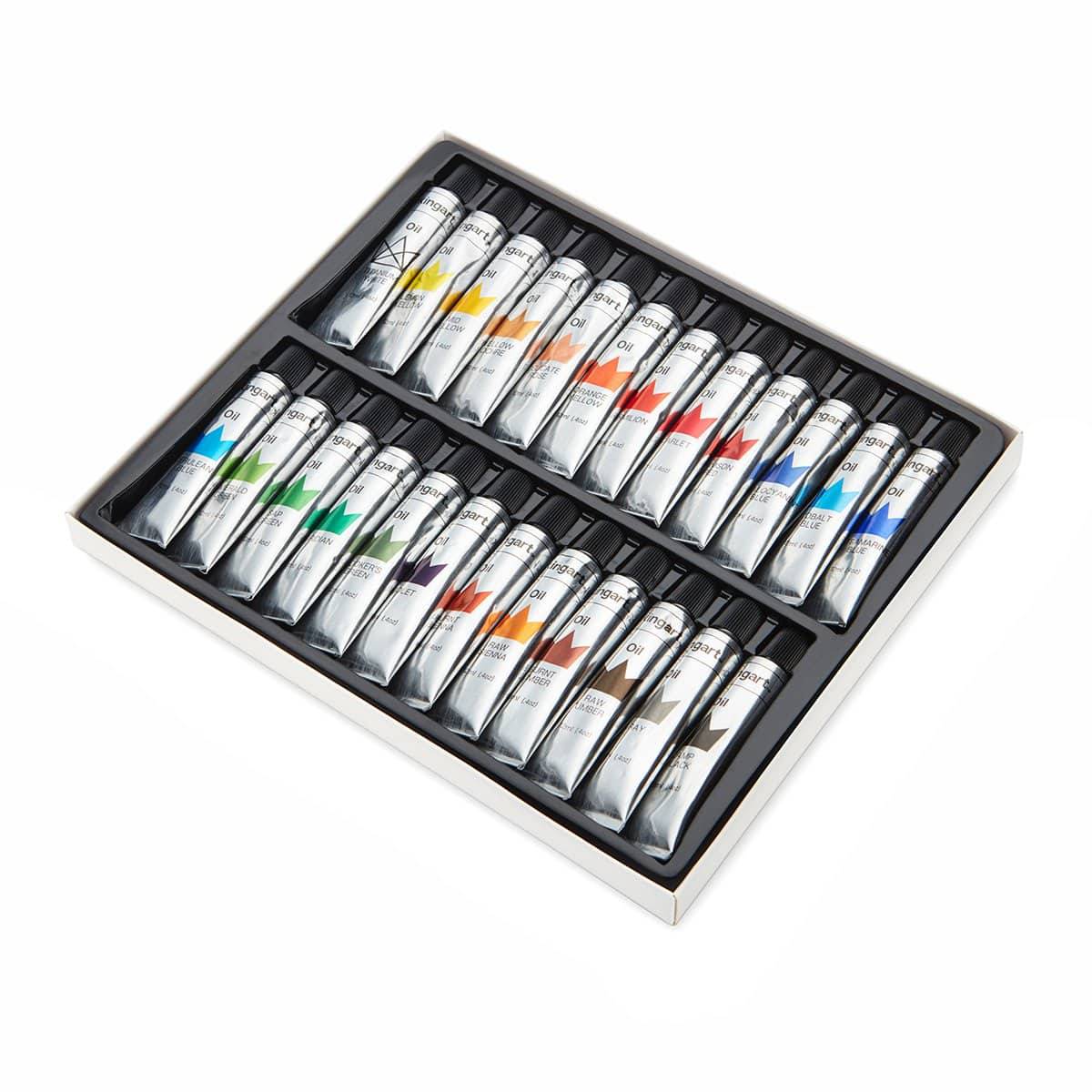 KINGART™ Vivid PRO Artist Oil Paint, Set of 24 Unique Colors