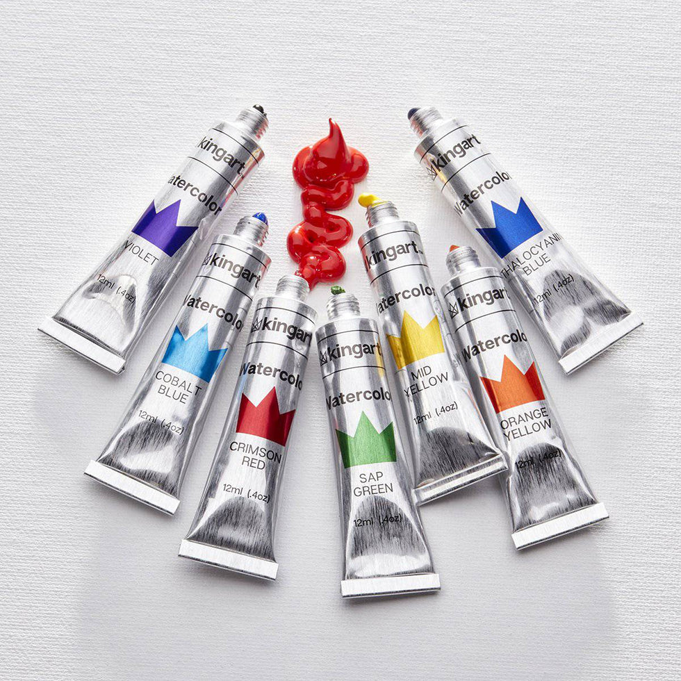 KINGART® PRO Artist Watercolor Paint, 12ml (.4oz), Set of 24 Unique