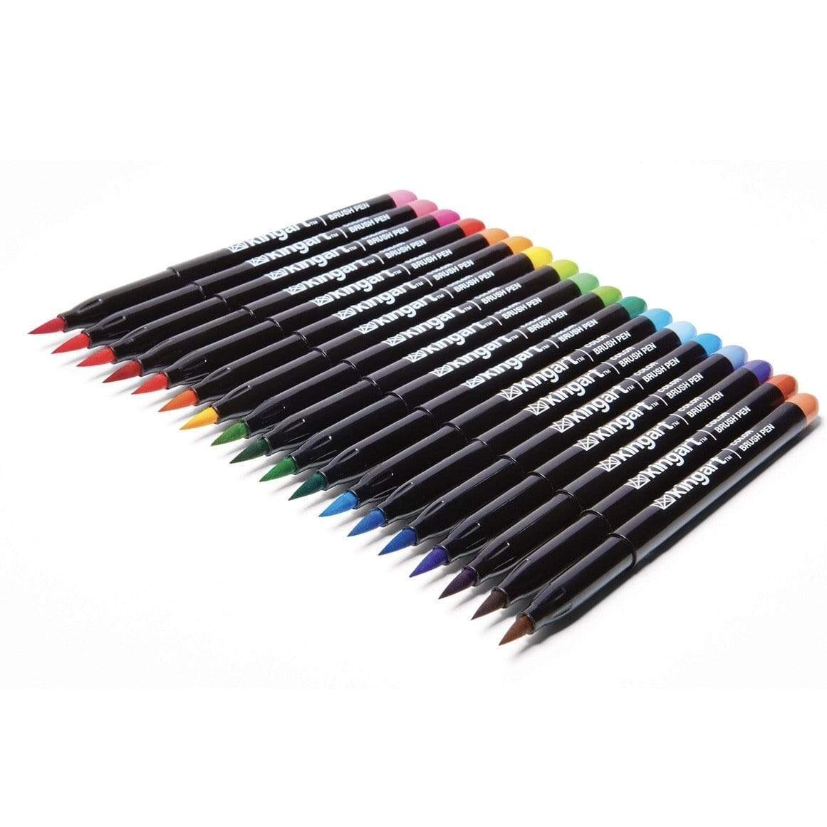 KINGART® PRO Coloring Brush Pen Watercolor Markers, 24 Vivid Colors