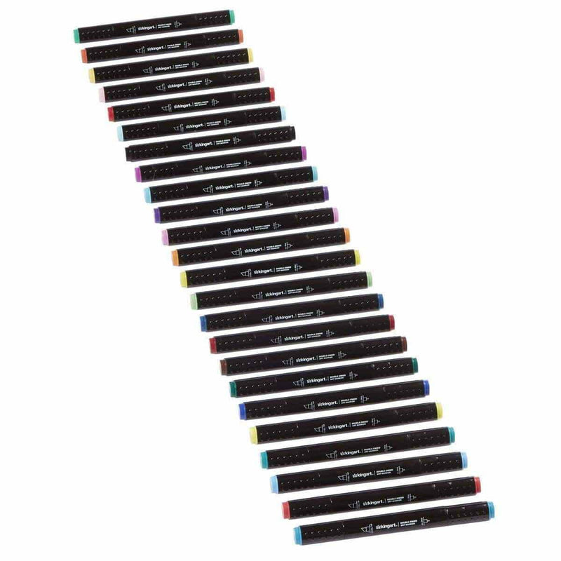 KINGART® PRO Double-Ended Sketch Markers, Alcohol-Based Ink, Fine & Chisel Tip, 24 Unique Colors - KINGART
