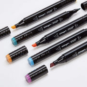 KINGART® PRO Double-Ended Sketch Markers, Alcohol-Based Ink, Fine & Chisel Tip, 24 Unique Colors - KINGART
