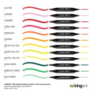 KINGART® PRO Double-Ended Sketch Markers, Alcohol-Based Ink, Fine & Chisel Tip, 24 Unique Colors - KINGART