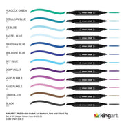 KINGART® PRO Double-Ended Sketch Markers, Alcohol-Based Ink, Fine & Chisel Tip, 24 Unique Colors - KINGART