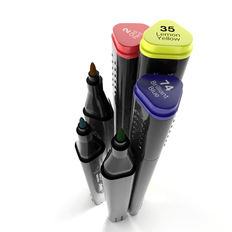 KINGART® PRO Double-Ended Sketch Markers, Alcohol-Based Ink, Fine & Chisel Tip, 24 Unique Colors - KINGART