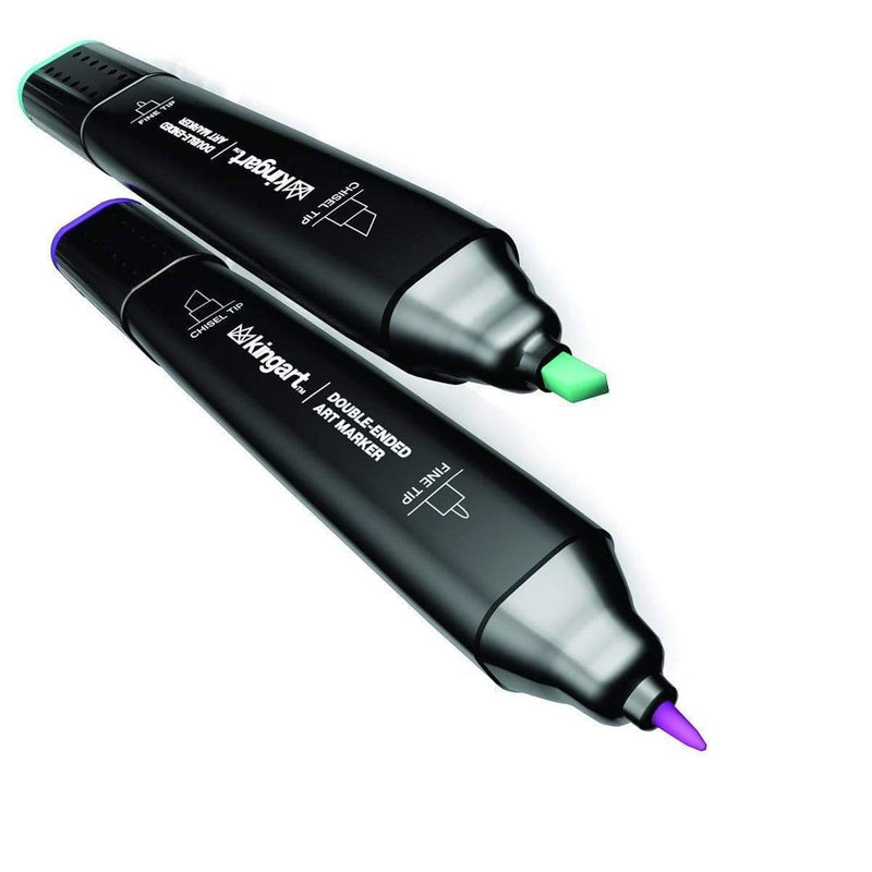 KINGART® PRO Double-Ended Sketch Markers, Alcohol-Based Ink, Fine & Chisel Tip, 24 Unique Colors - KINGART