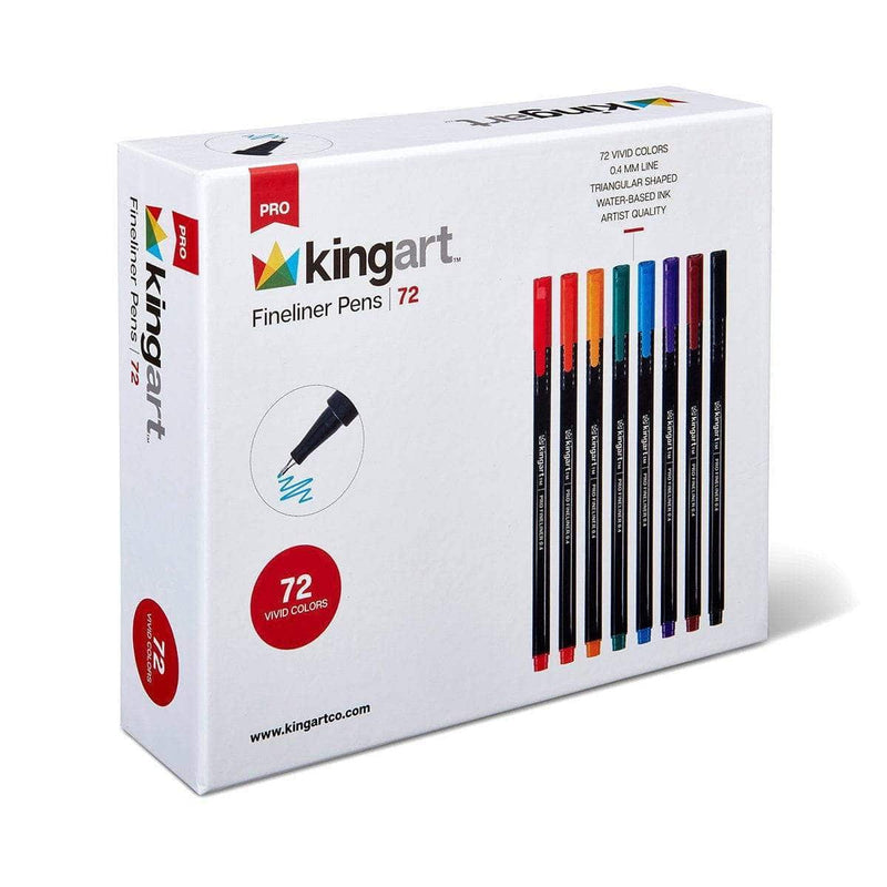 KINGART® PRO Fineliner Pens, 0.04mm Line Width, Triangular Ergonomic Barrel, Set of 72 Unique Colors - KINGART