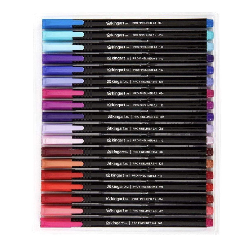 KINGART® PRO Fineliner Pens, 0.04mm Line Width, Triangular Ergonomic Barrel, Set of 72 Unique Colors - KINGART