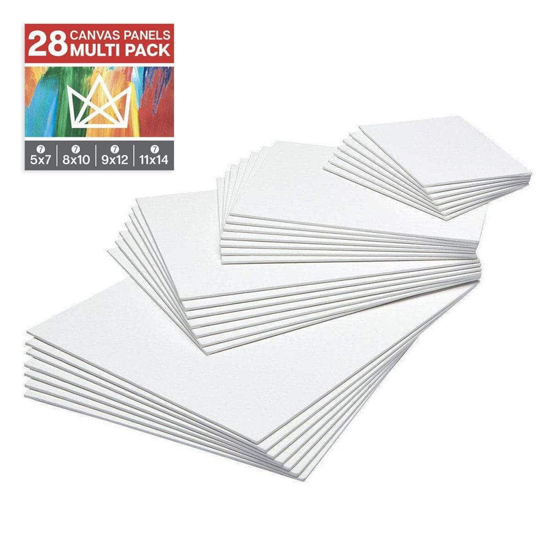KINGART® Canvas Panels, Classic, Multiple Sizes, Set of 28 (7 ea. 5x7, 8x10, 9x12, 11x14) - KINGART