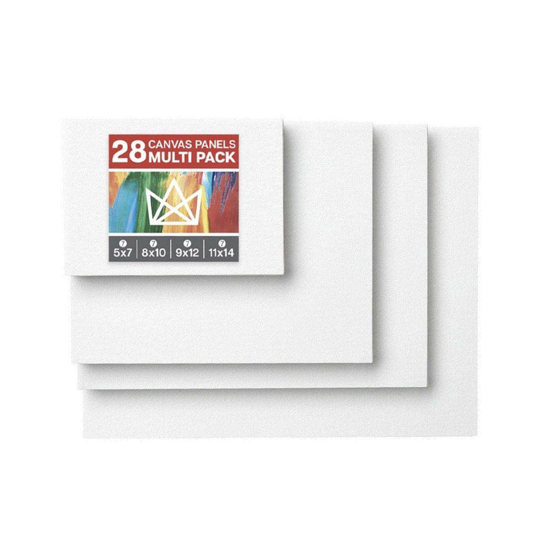 KINGART® Canvas Panels, Classic, Multiple Sizes, Set of 28 (7 ea. 5x7, 8x10, 9x12, 11x14) - KINGART