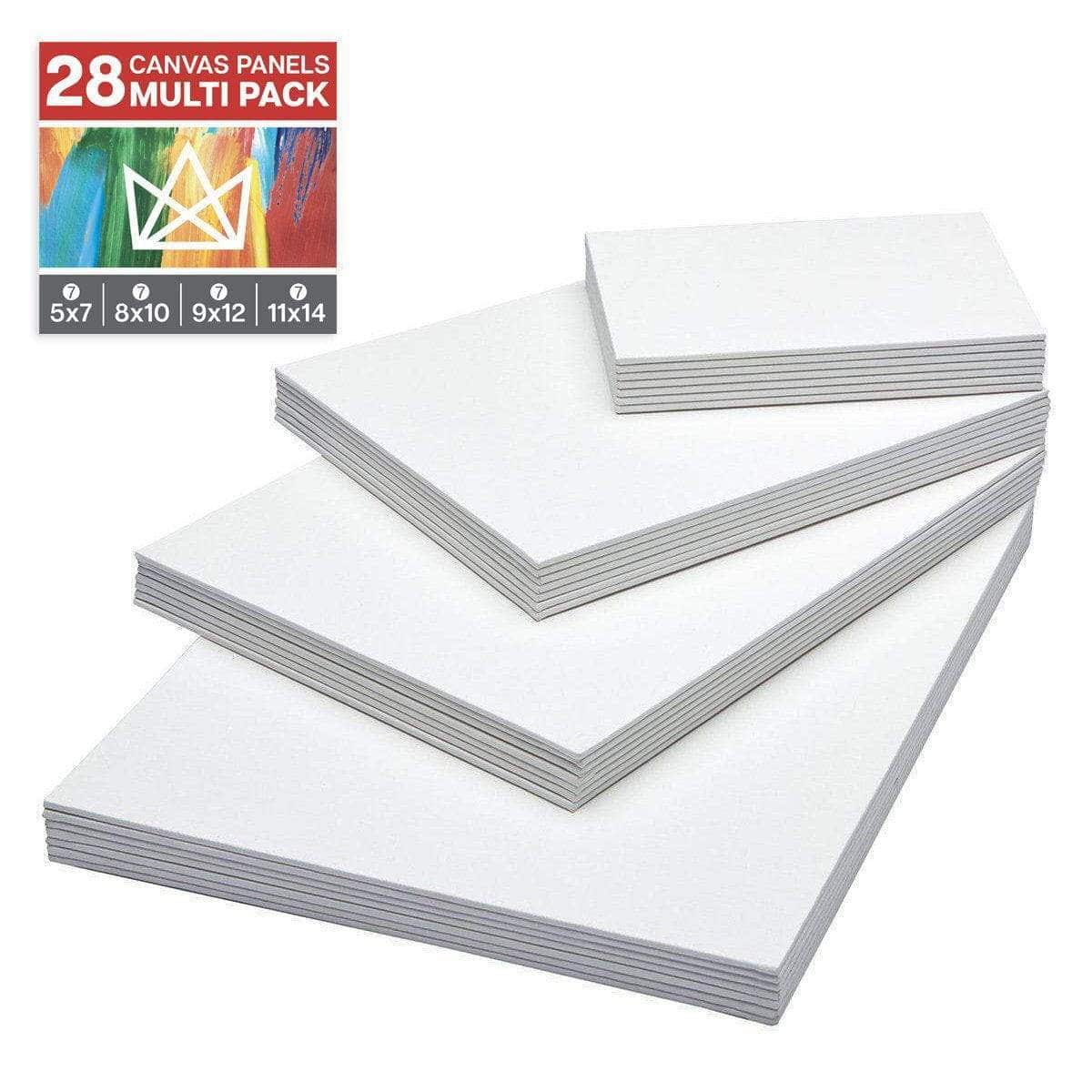 KINGART® White Canvas Panels, Classic, Multiple Sizes, Set of 28