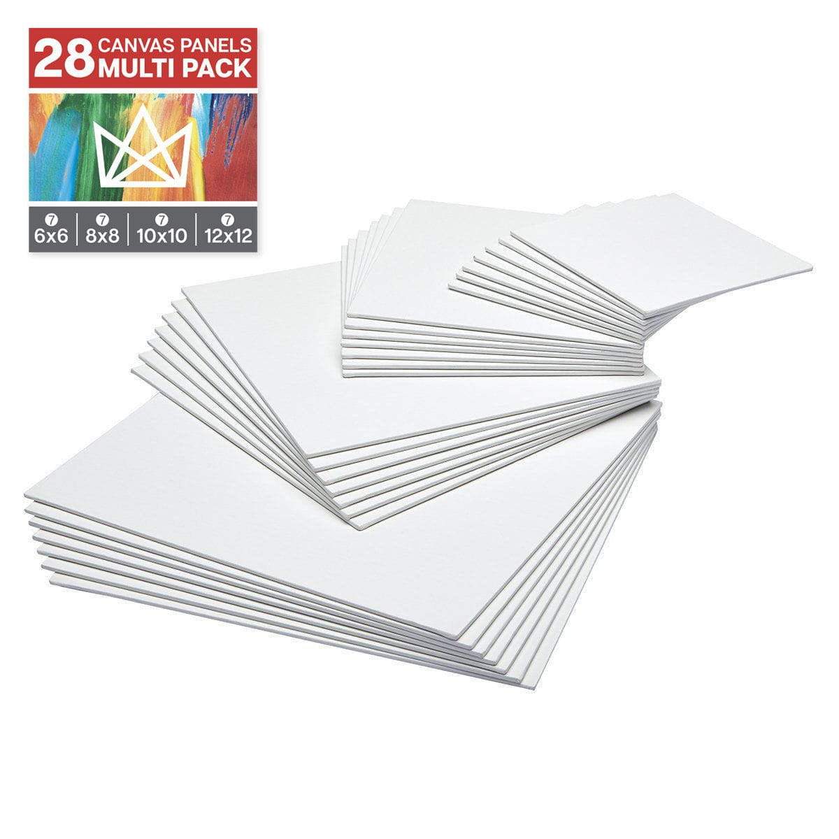  U.S. Art Supply Multi-Pack 6-Ea of 5 x 5, 8 x 8, 10 x 10, 12 x  12 inch. Professional Quality Square Artist Canvas Panel Board Assortment  Pack (24 Total Panel Boards)