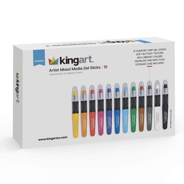 Kingart Gel Stick Artist Mixed Media Crayons, Set of 16 Unique Colors, Red