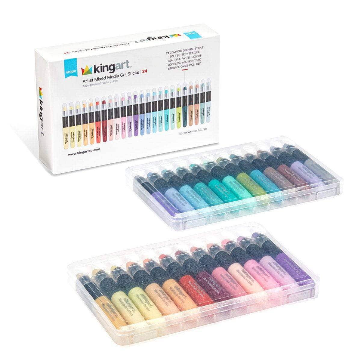 KINGART 580-72 GEL STICK Set, Artist Pigment Crayons, 72 Unique Colors,  Water Soluble, Creamy, and Odorless, Use on Paper, Wood, Canvas and more