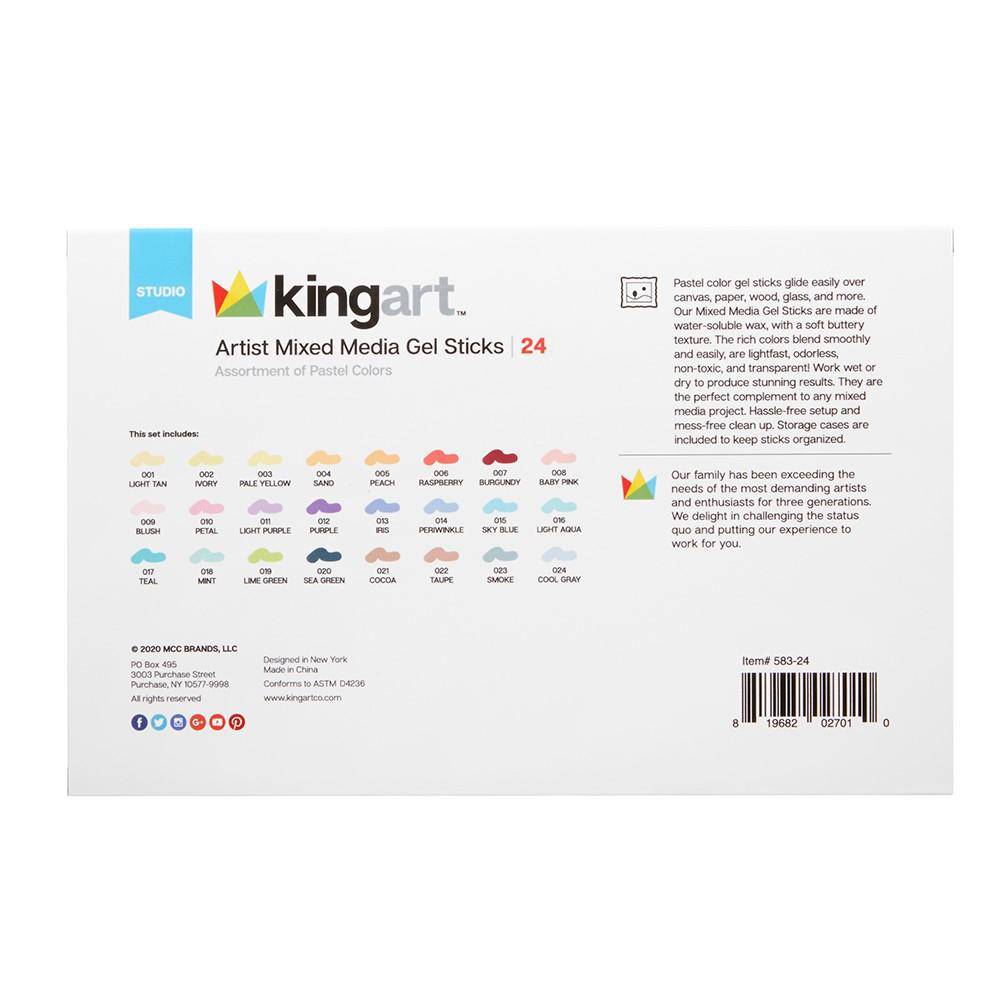 Mixed Media Gel Stick Crayons - 24 Pastel Colors — KINGART