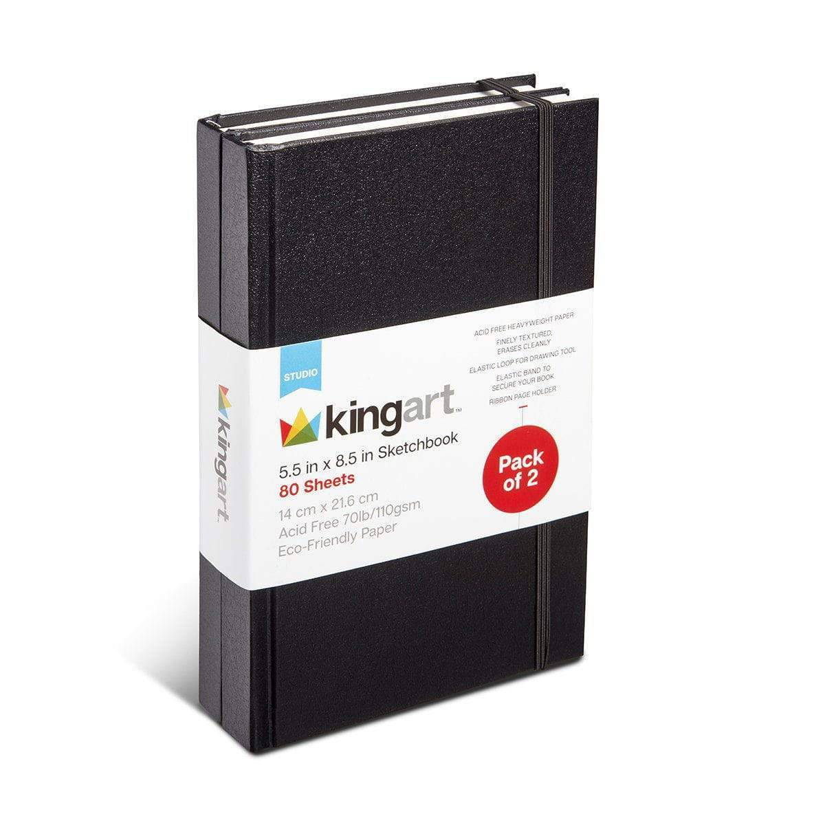 KINGART® Hardcover Sketchbook Journal, 70 Pound (110 gsm), 5.5 X 8.5, 80  Sheets, 2-Pack