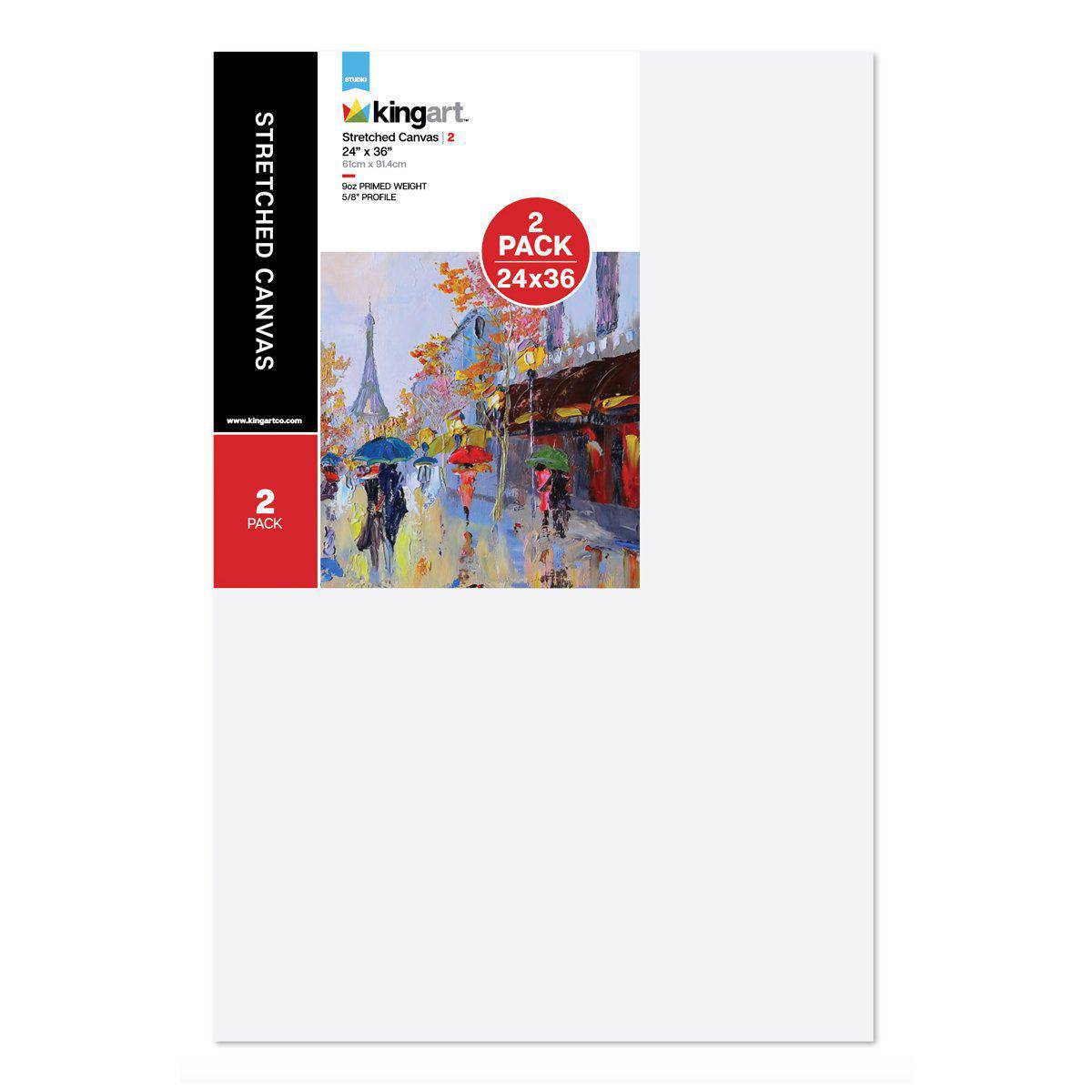 KINGART® Stretched White Canvas 9 x 12, 100% Cotton, Gesso