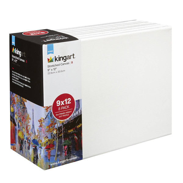 KINGART® Stretched White Canvas Multi-size pack, 10-Pack (2 ea. 5x7, 8x10,  11x14, 12x16, 16x20)