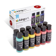 KINGART® Studio Acrylic Craft Paint, 60ml Bottle, Set of 12 Iridescent Colors - KINGART