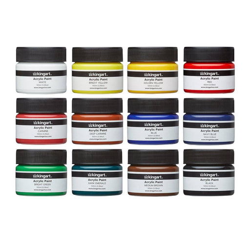 KINGART® Studio Acrylic Paint, 100ml Jars, Set of 12 Vivid Colors - KINGART