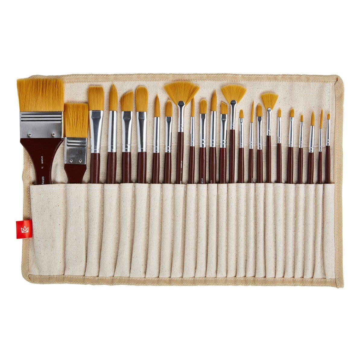 KINGART® Brush Library, Canvas Wrap, Set of 24 Short Handle