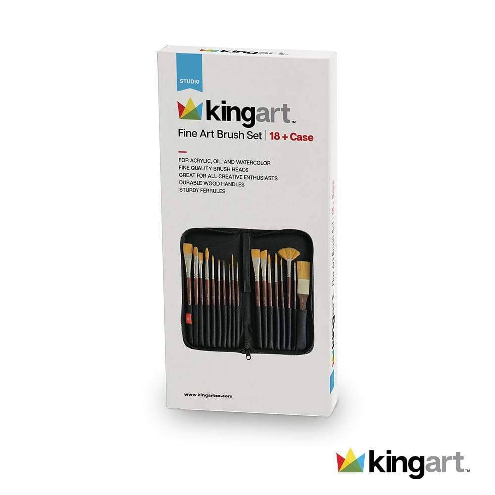 KINGART® Brush Set, 18 Pc & Case KINGART