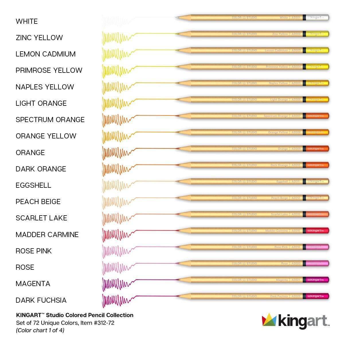 KINGART® Soft Core Colored Pencils Set of 72 Unique Vibrant Colors