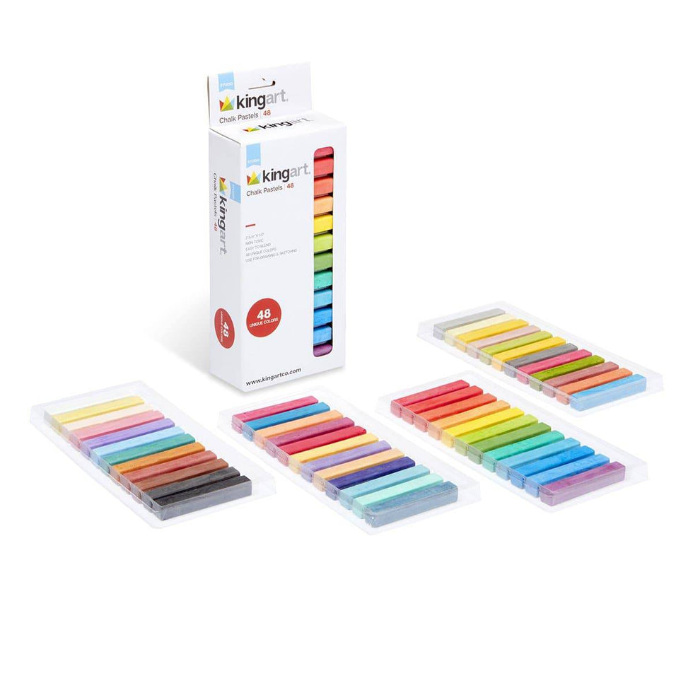 KINGART® Square Chalk Pastels, Set of 48 Unique Colors KINGART